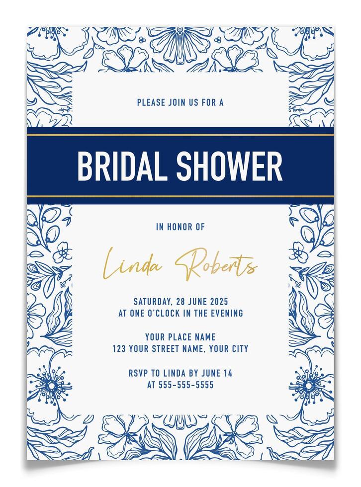 Bridal shower invitation with floral design vector