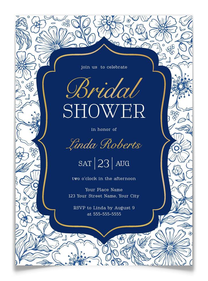 Floral bridal shower invitation design vector