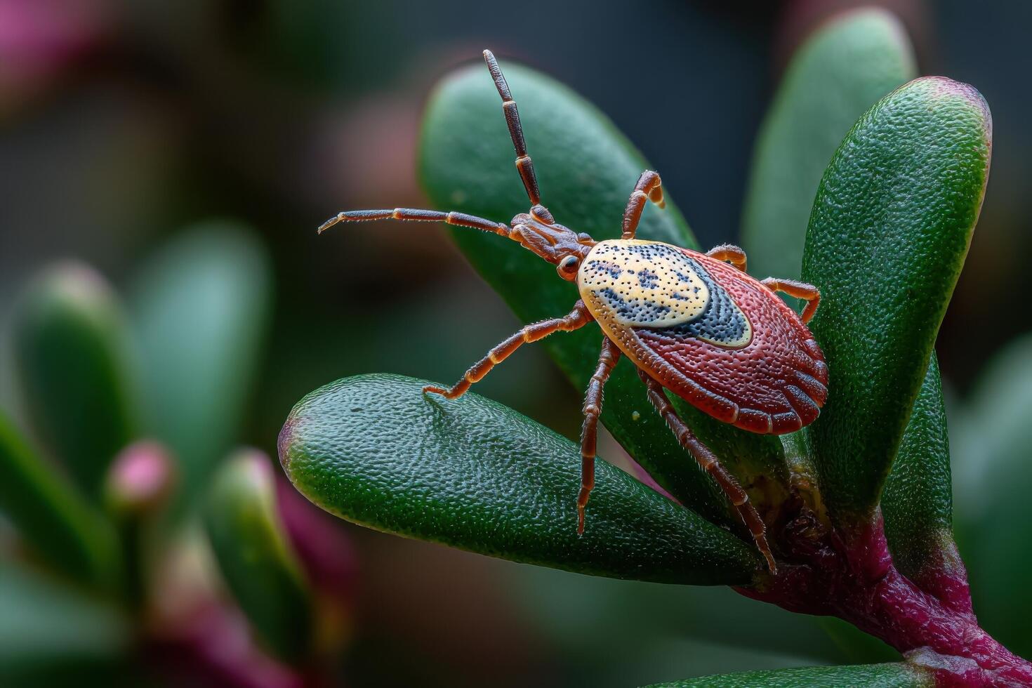 A bug with a gold and black design on it photo
