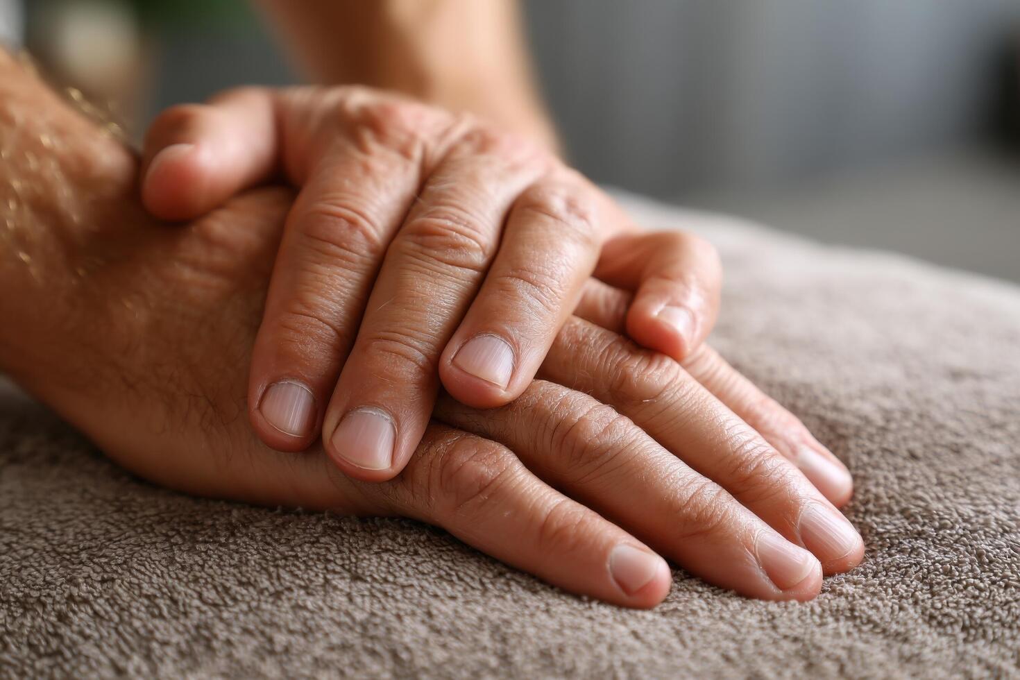 Hands of a man on a massage table photo