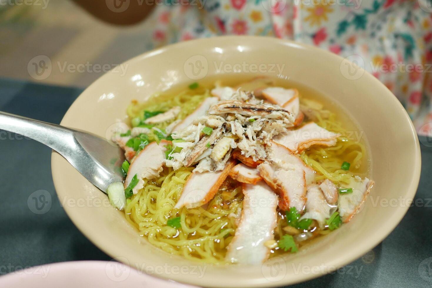 Delicious noodle dish local eatery food photography urban environment close-up view culinary delight photo