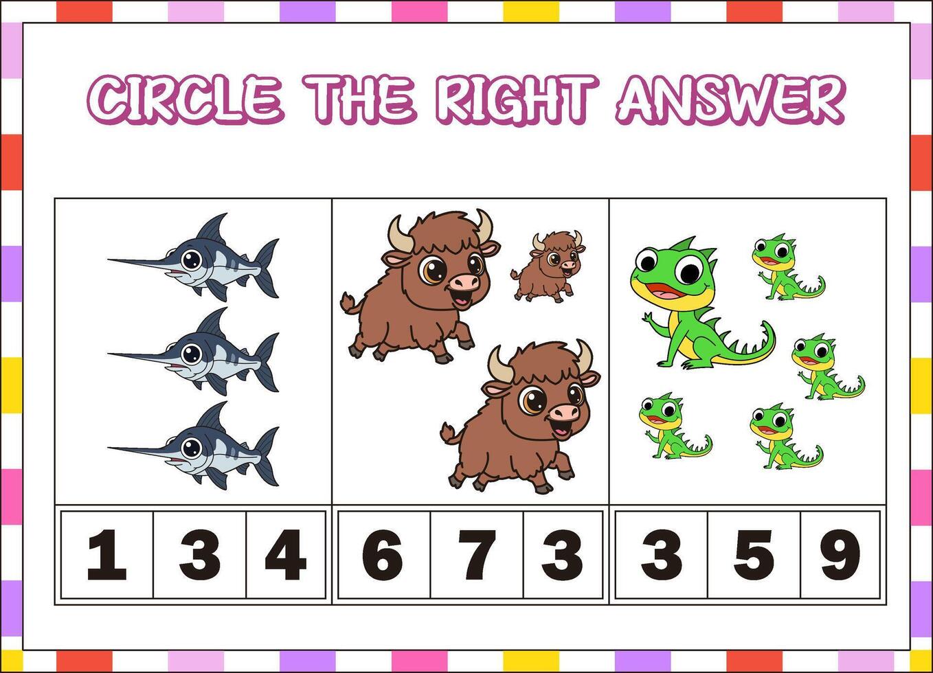 Counting activity for kids with animals vector