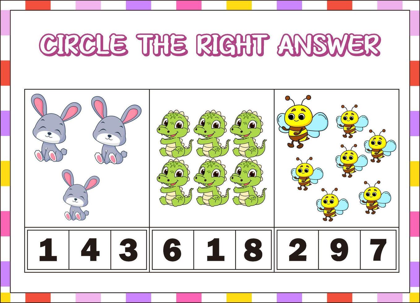 Counting game with cute animal illustrations vector