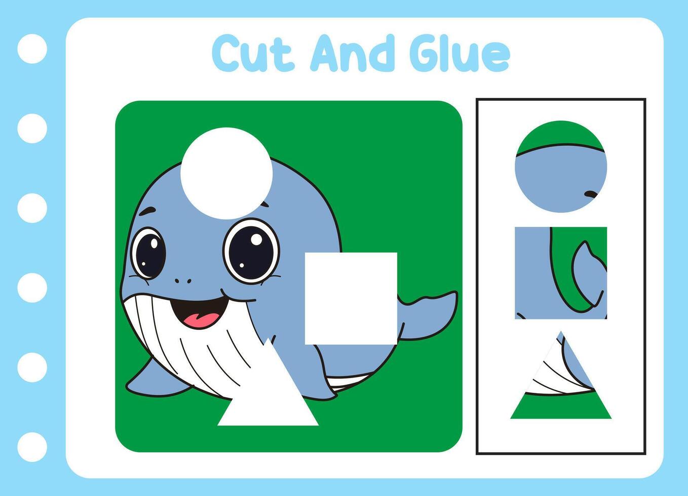 Cute whale cut and paste activity vector