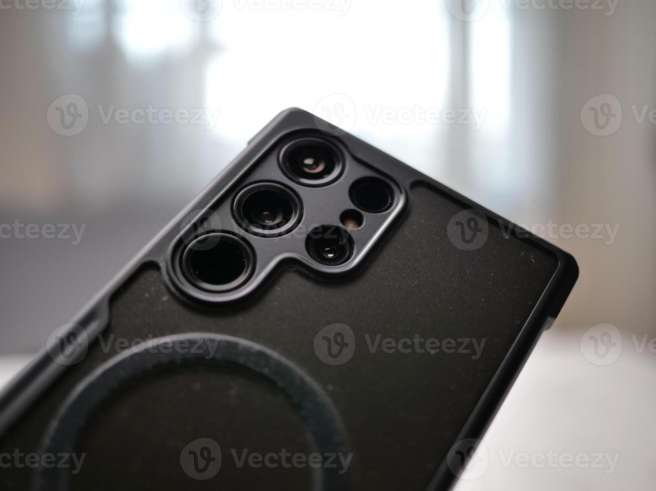 Smartphone camera close-up indoor setting product photography modern environment macro view technology showcase photo
