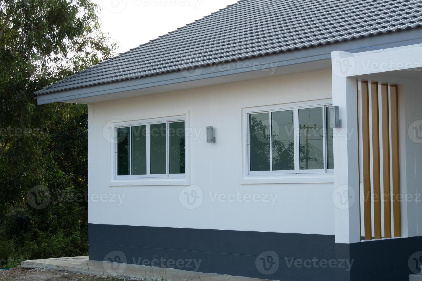 Modern house exterior residential area architecture photo urban environment side view contemporary design