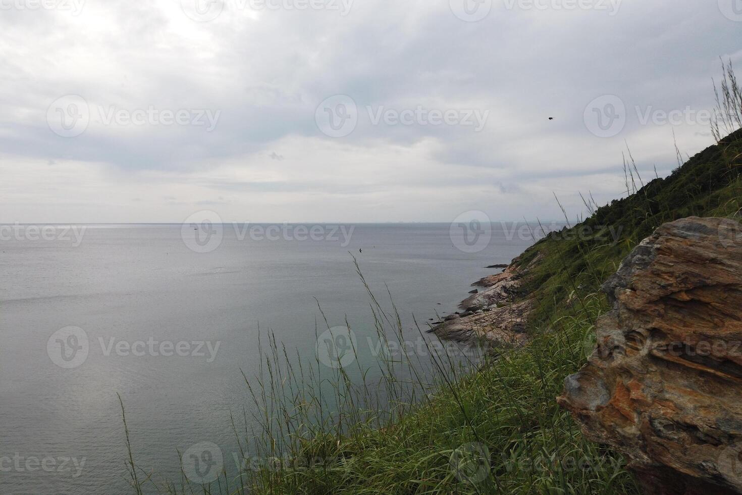 Coastal serenity ocean view shoreline landscape photography natural setting wide angle tranquility photo