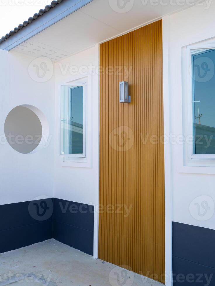Modern entrance door design contemporary home architecture minimalist environment close-up view aesthetic appeal photo