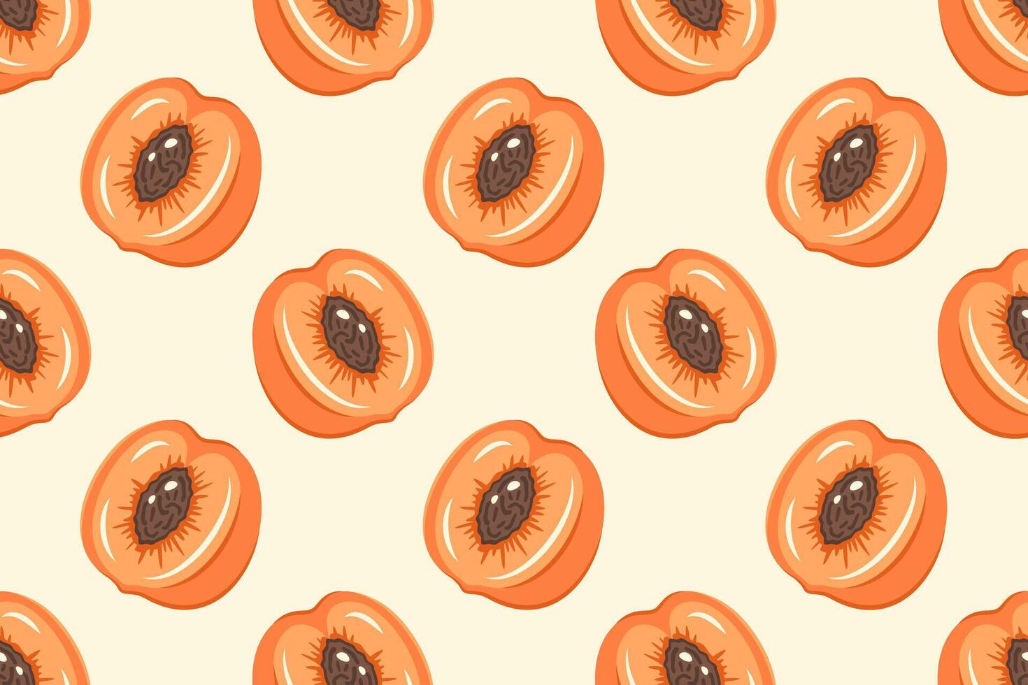 Fruits Seamless pattern. Apricot background. Fresh ripe apricot slices. Repeatable texture with juicy vitamin. illustration for print, wallpaper, textile, packaging, backdrop vector