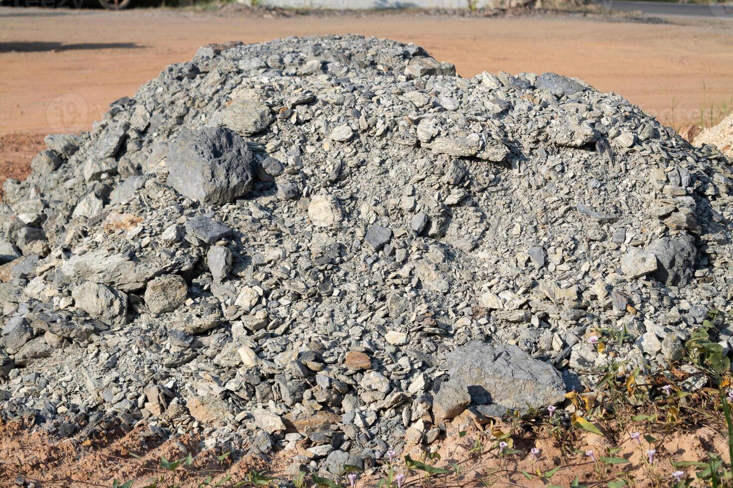 Construction activity rock pile construction site image outdoor ground level material resourcing photo