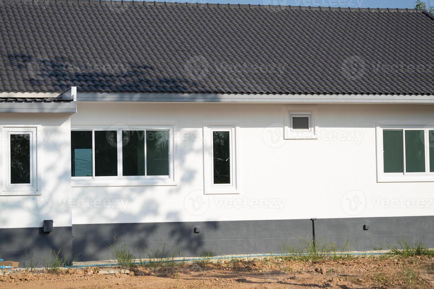 Construction progress of modern house residential area photography suburban environment exterior view home design concept photo
