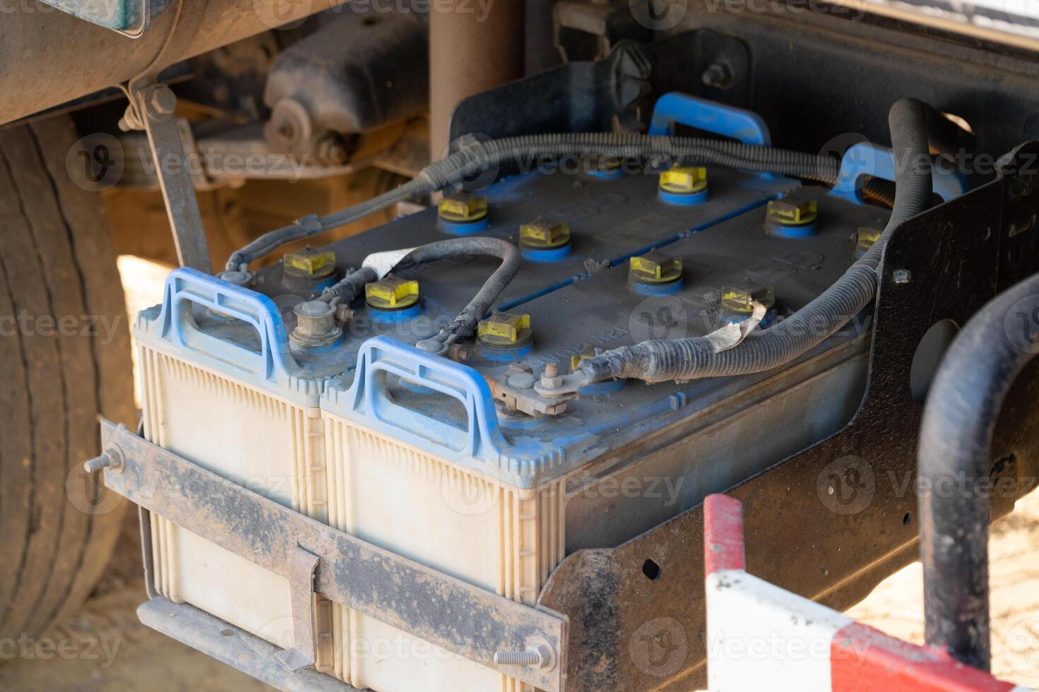 Battery maintenance action truck location industrial content type outdoor environment close-up viewpoint energy concept for seo impact photo
