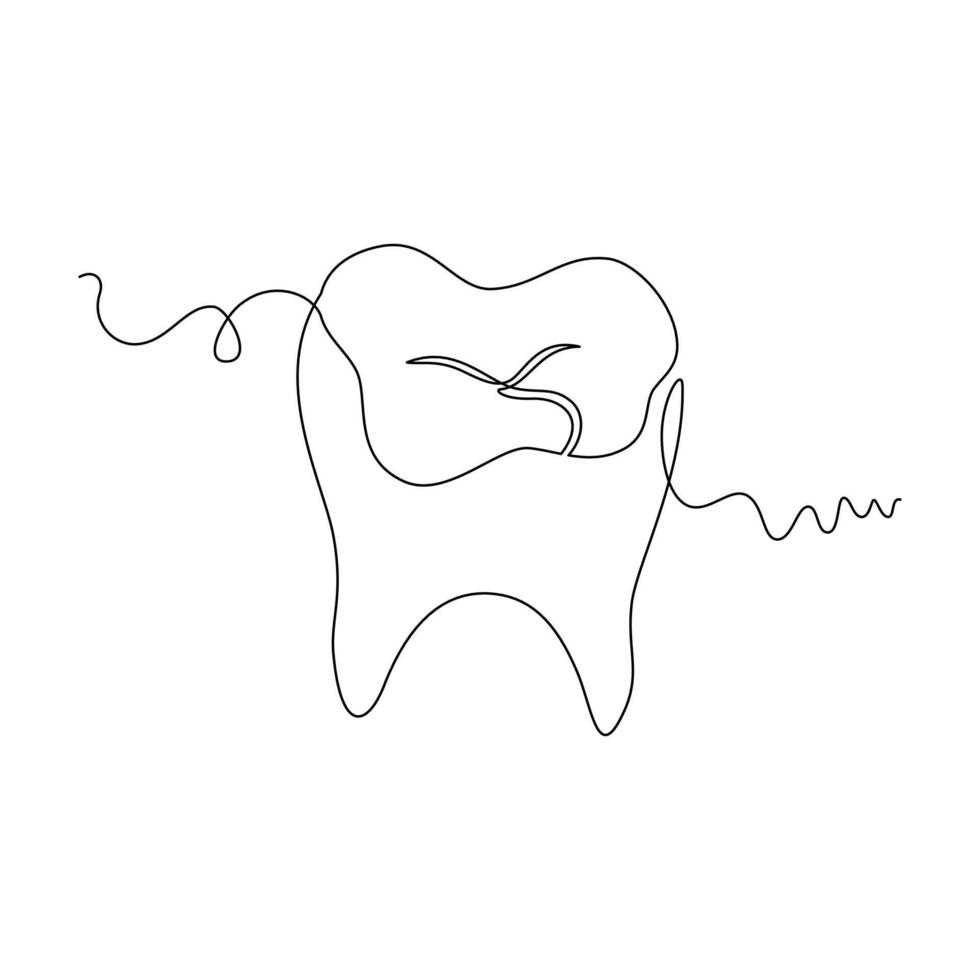 one line art Cavity illustration. line art, one continuous line, simple, hand drawn and sketch style. for icons, symbols, signs or logos vector