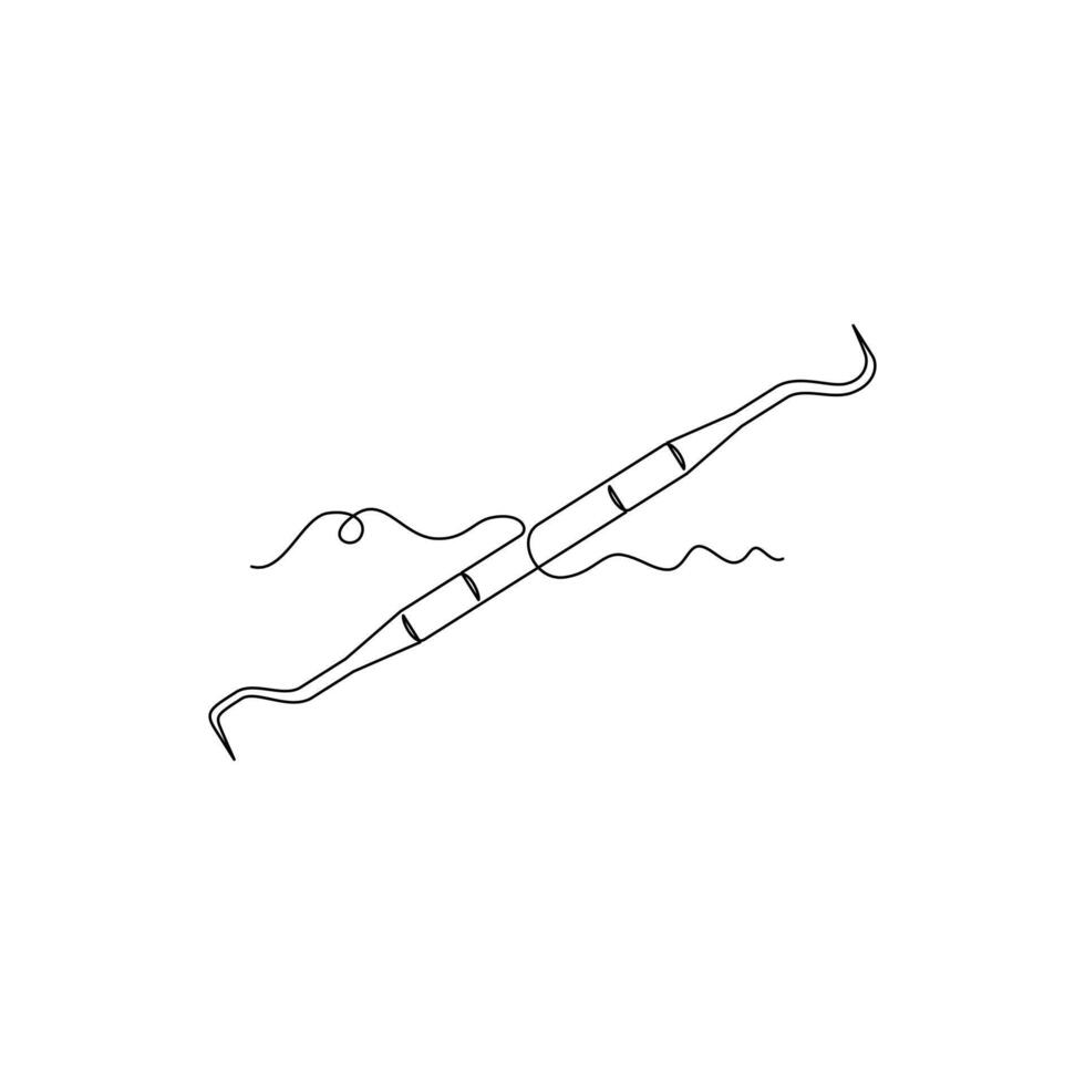 one line art Dental Pick illustration. line art, one continuous line, simple, hand drawn and sketch style. for icons, symbols, signs or logos vector