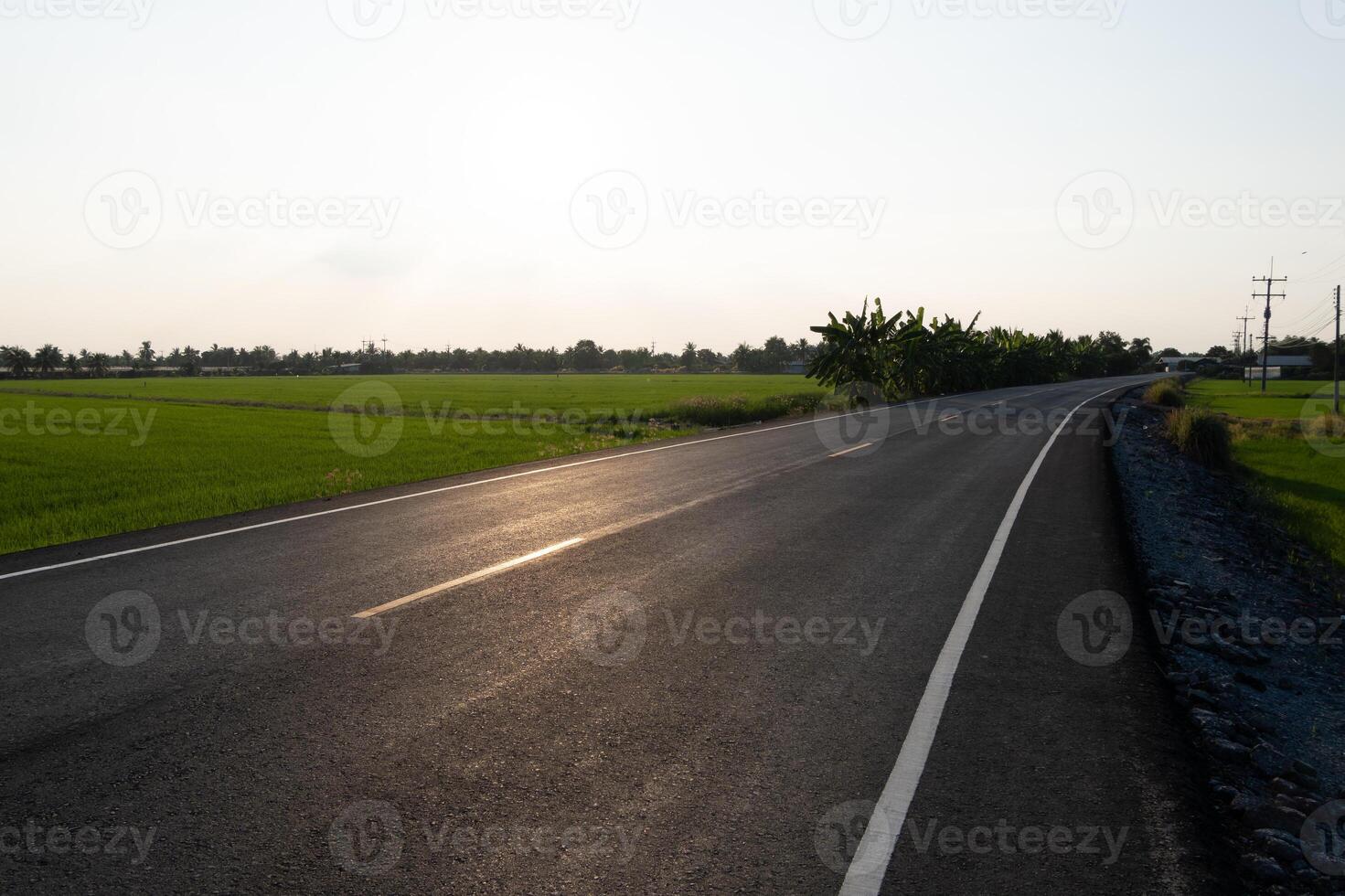 Scenic road journey rural landscape photography open fields wide angle adventure photo