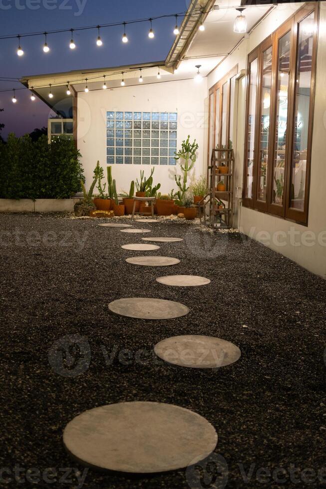 Evening gathering modern backyard image cozy environment close-up view serene ambiance photo