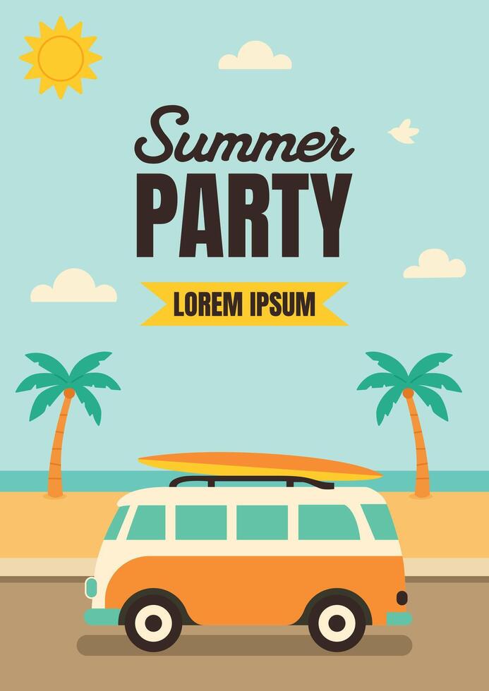 Playful Summer Party Poster Template vector