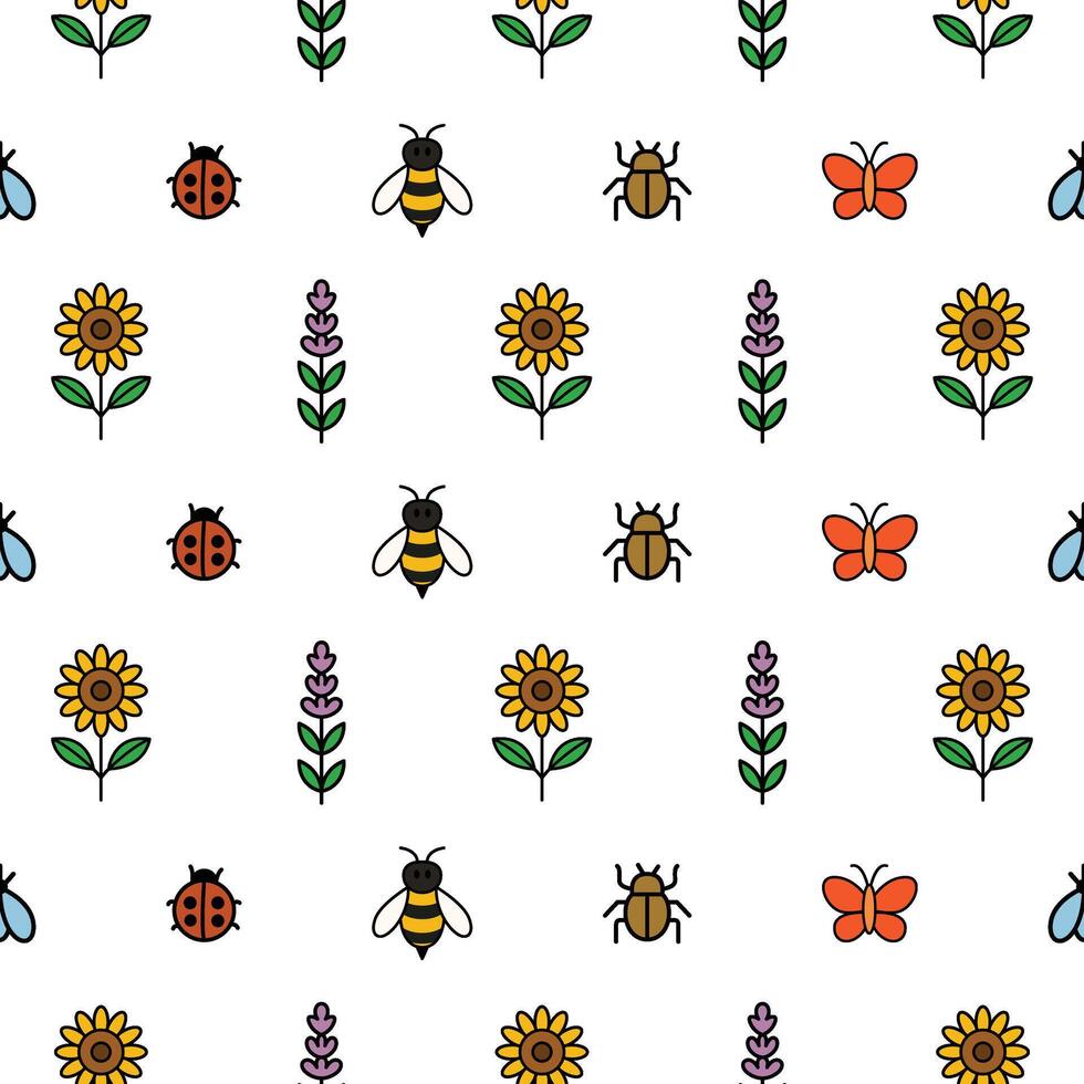 Playful Garden Seamless Pattern vector