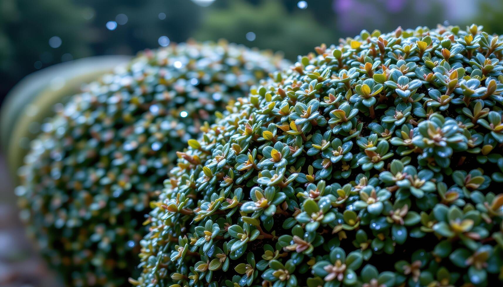 bushes covered in tiny sparkling raindrops after a storm photo