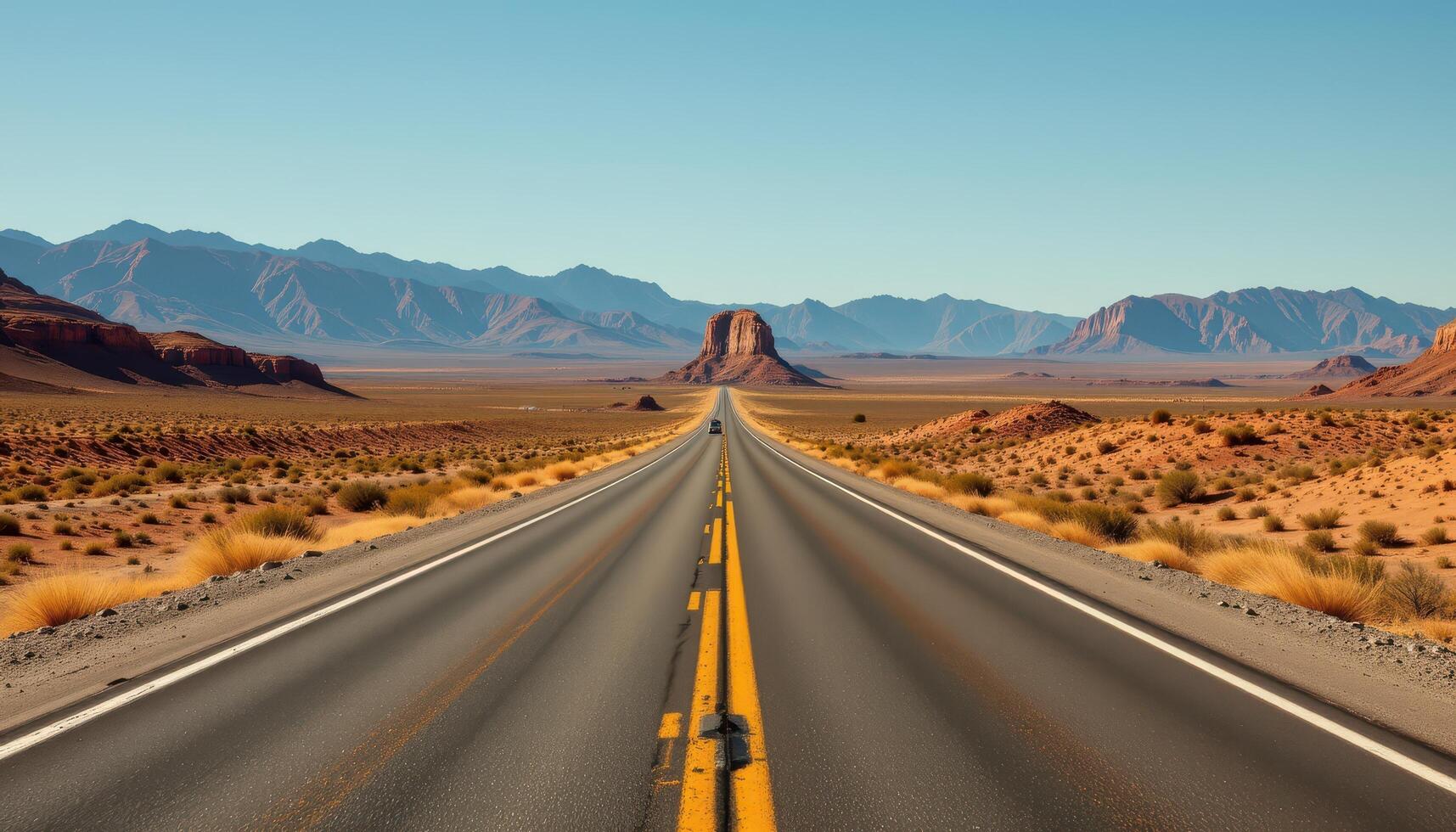 a desert highway stretching far into the distances photo