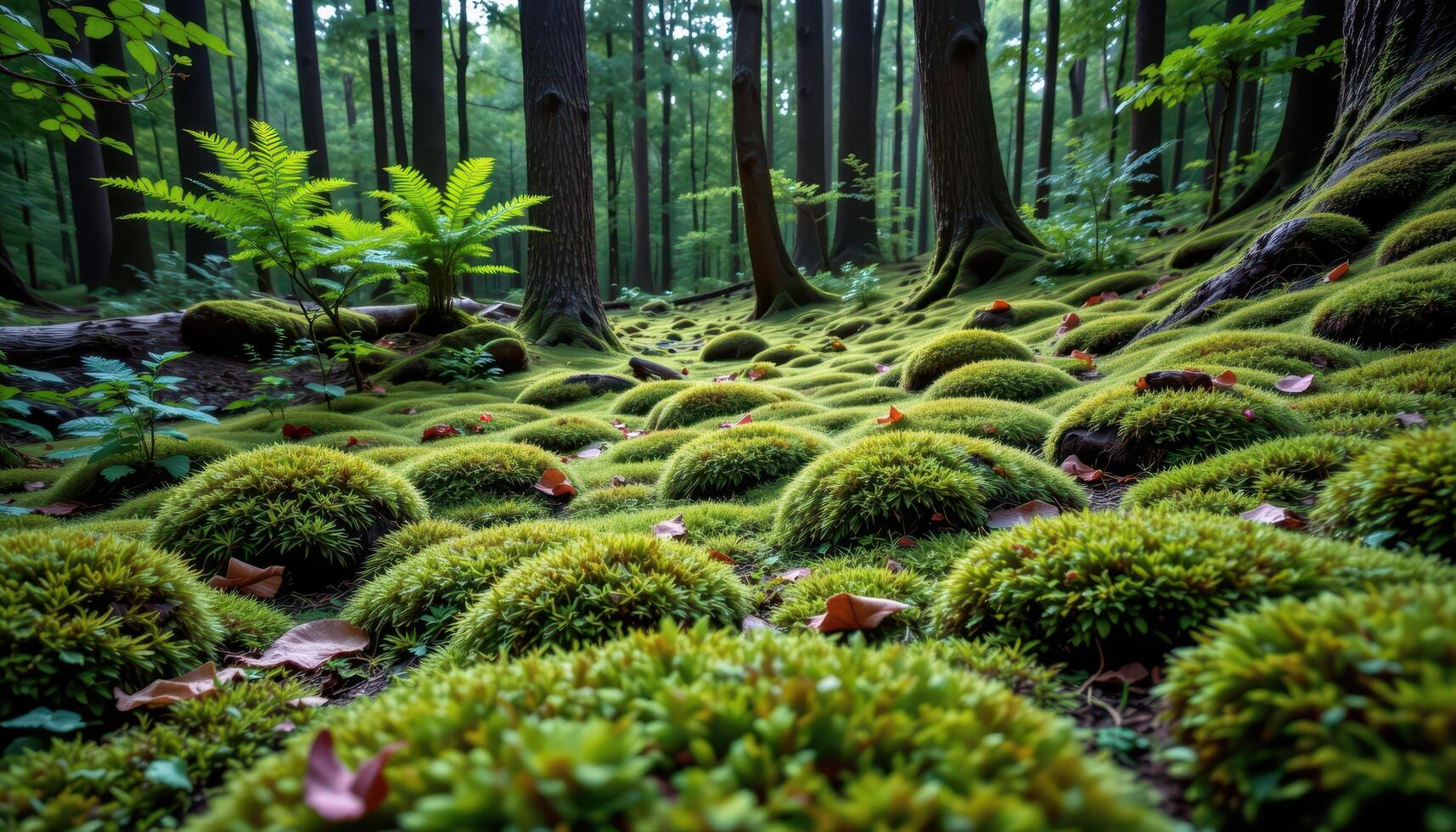 forest with thick carpet of mosss photo