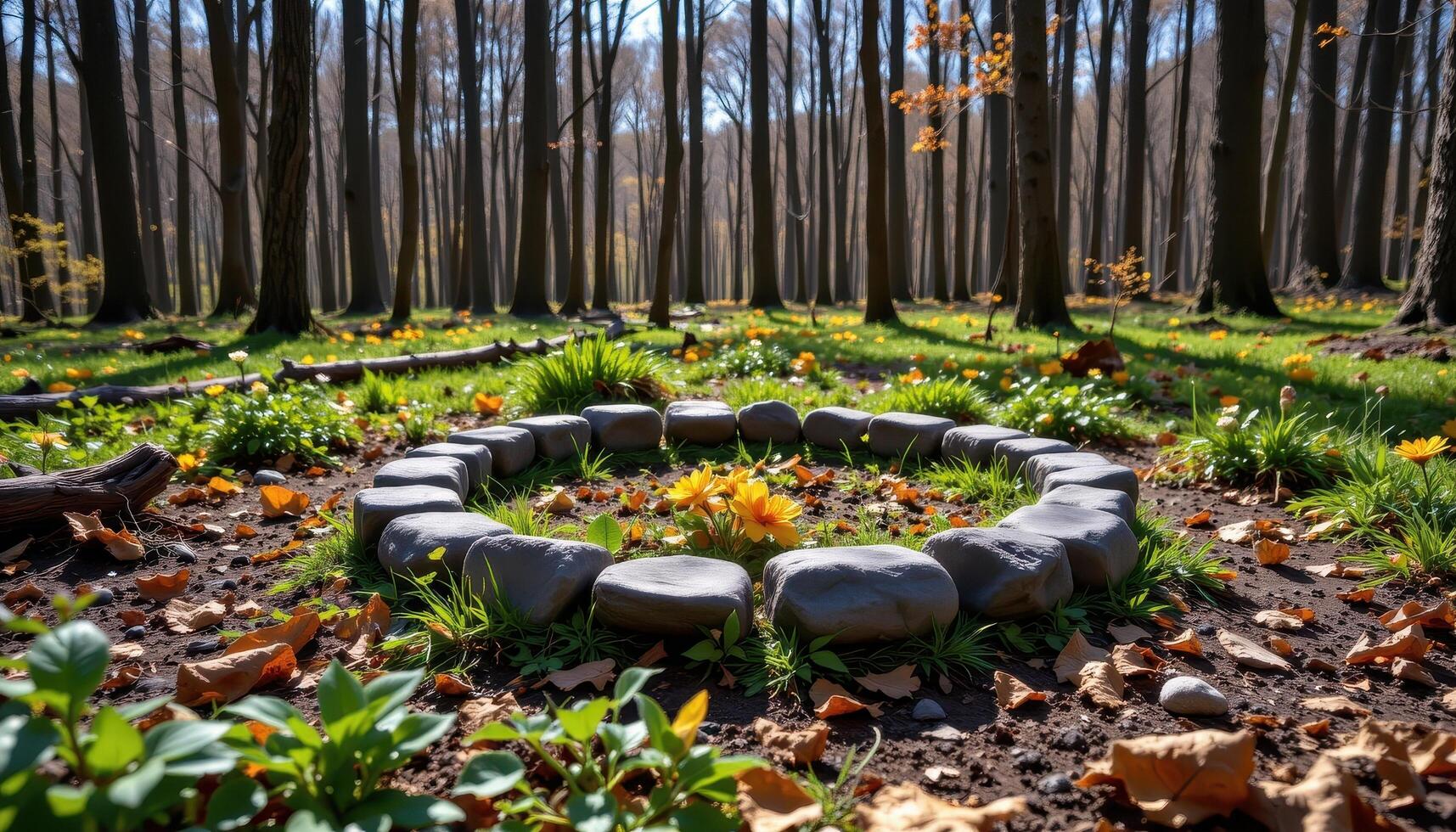 a ring of stones hidden in a forest clearings photo