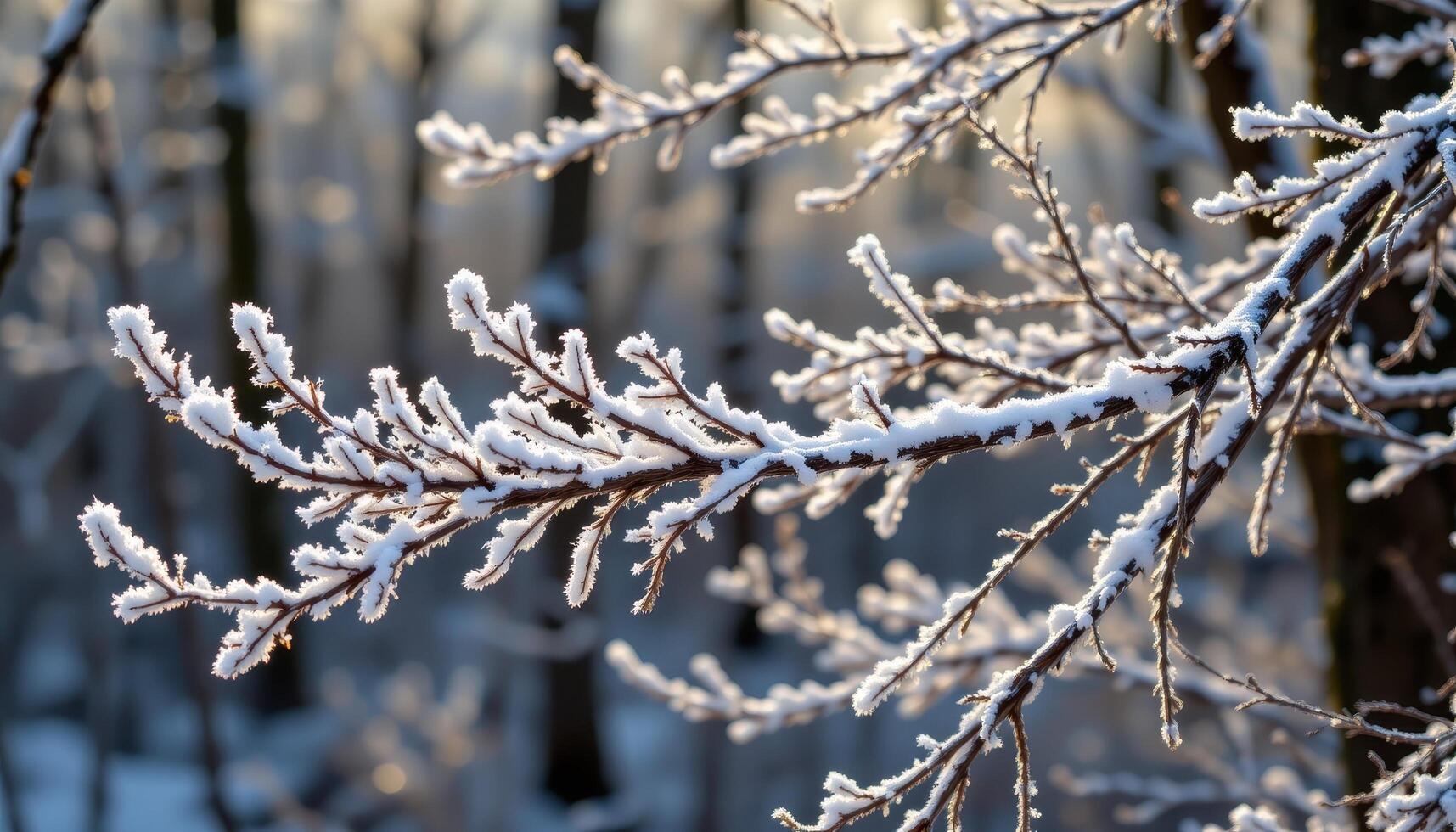 shimmering frost on forest branchess photo