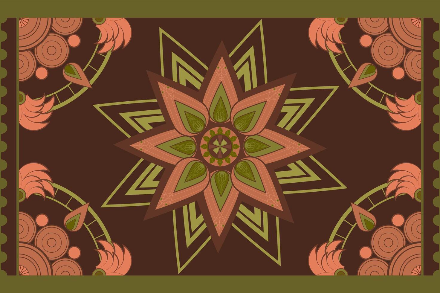 Ethno pattern with leaves and star vector
