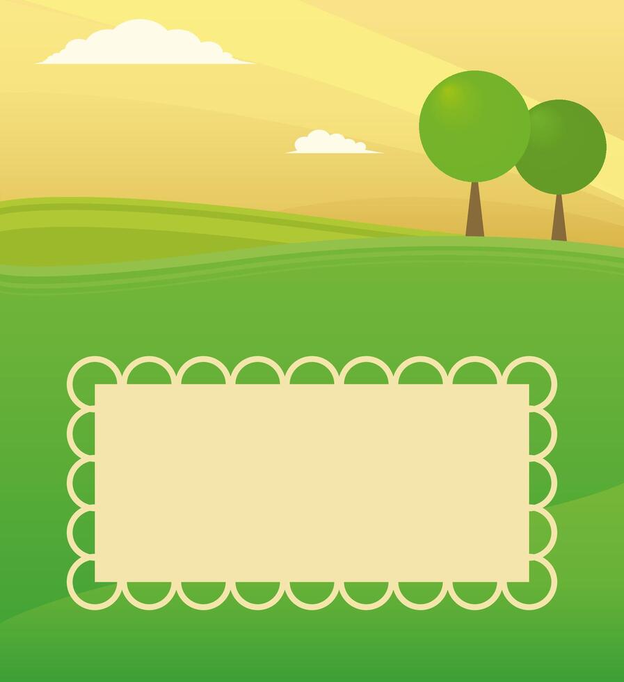 Summer invitation card. Simple nature design with trees and place for text. vector
