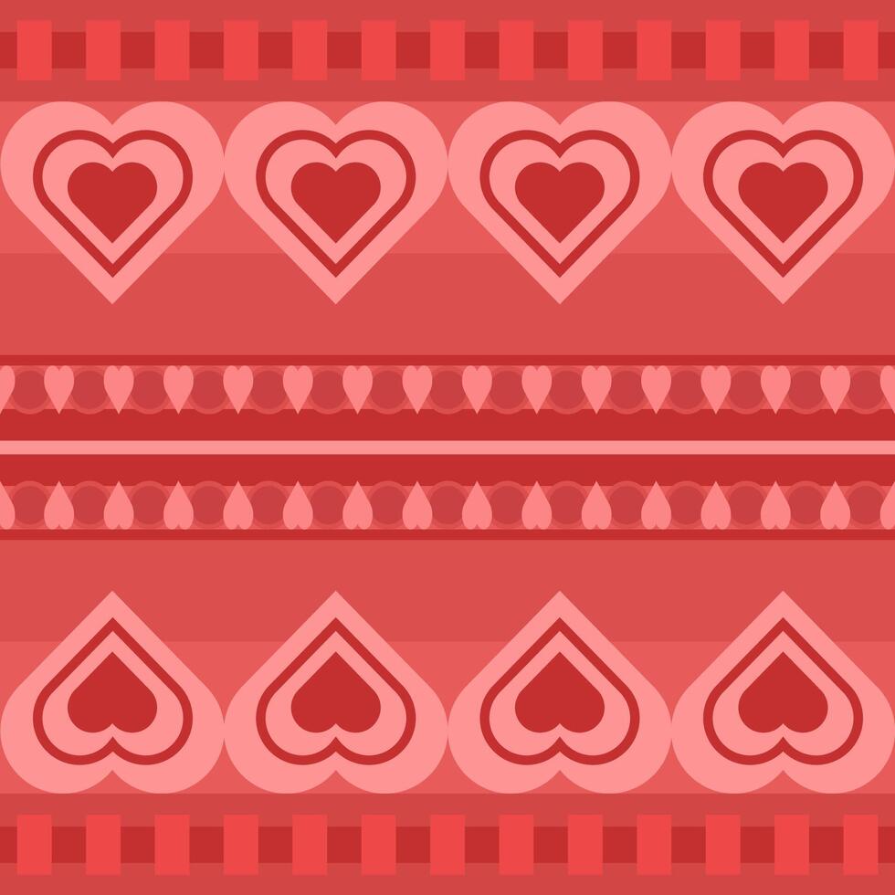 Seamless Love pattern in red colors. Geometric romantic texture for wallpaper vector