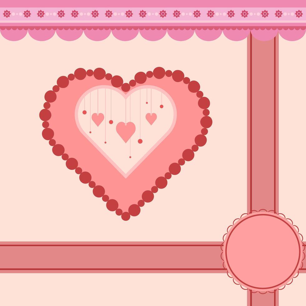 Love card. Simple design with heart, ribbon and flowers for invitation and banner vector