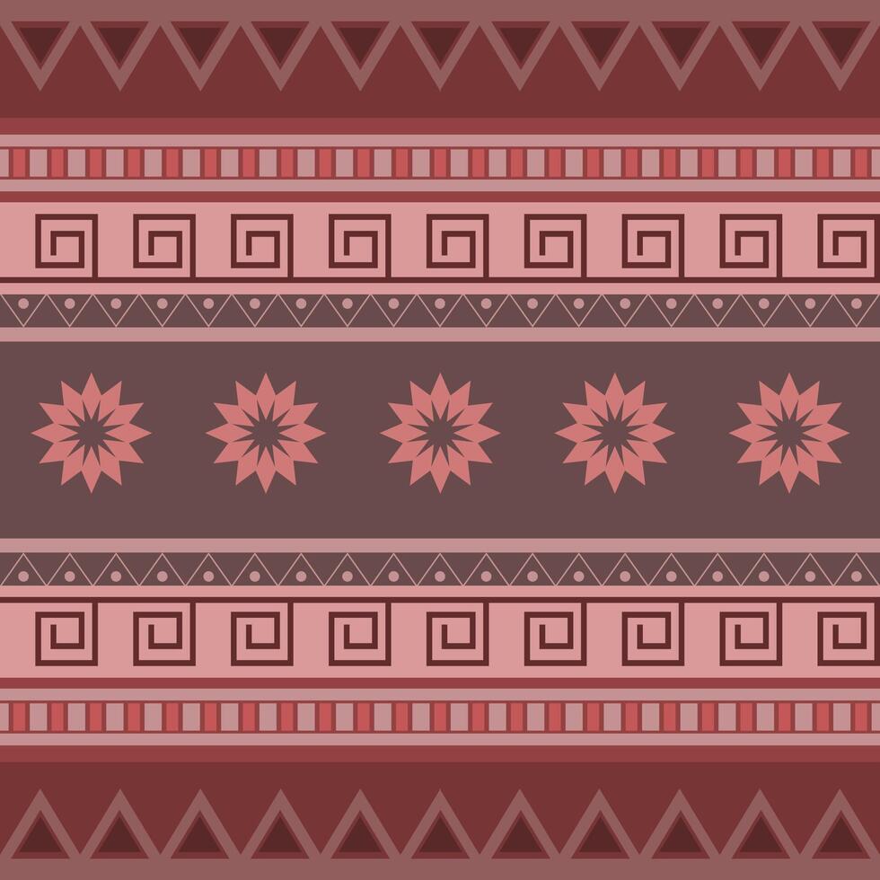 Geometric ethnic pattern with flowers vector
