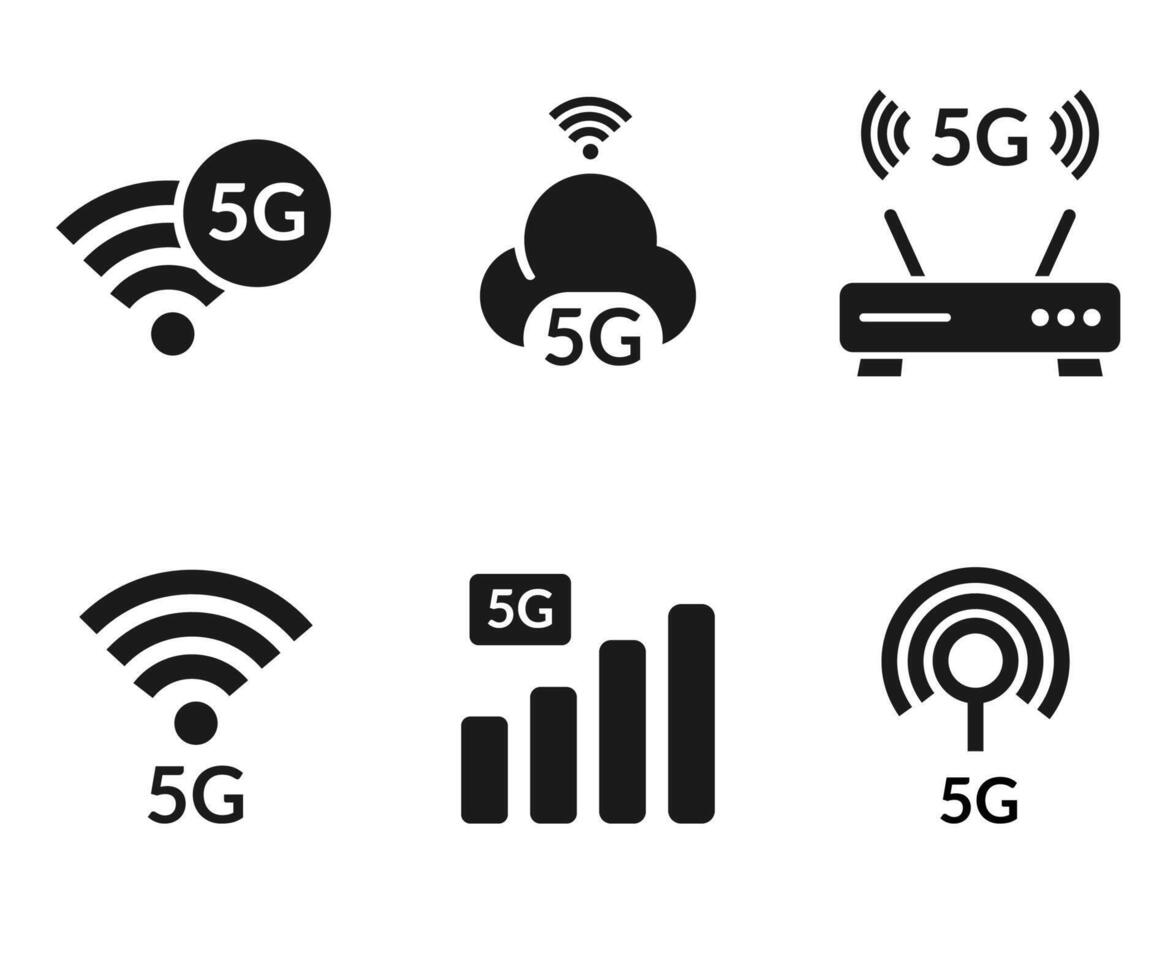 5G Connectivity. Wi-Fi, Cloud, and Router Icons. Stock Illustration vector