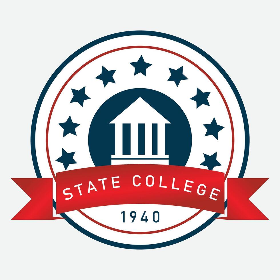 The state college logo, with stars and a red ribbon vector
