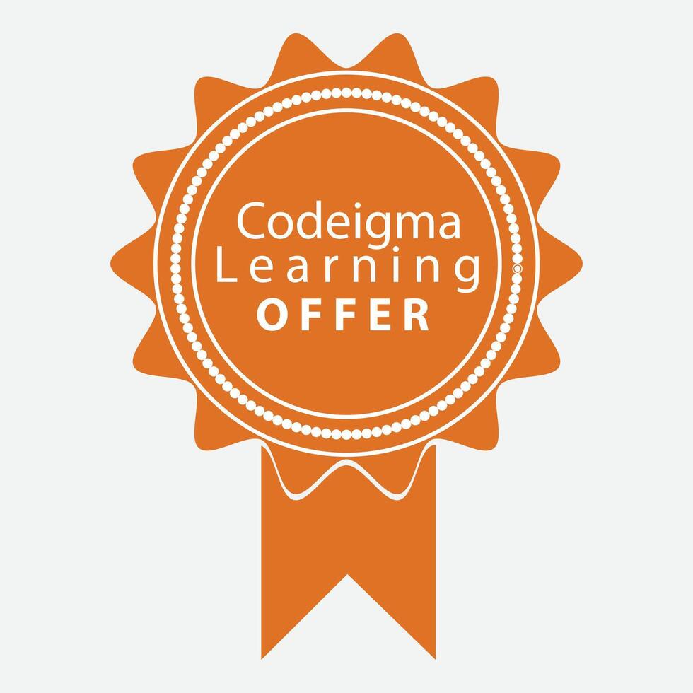 A badge with the words codigma learning offer vector