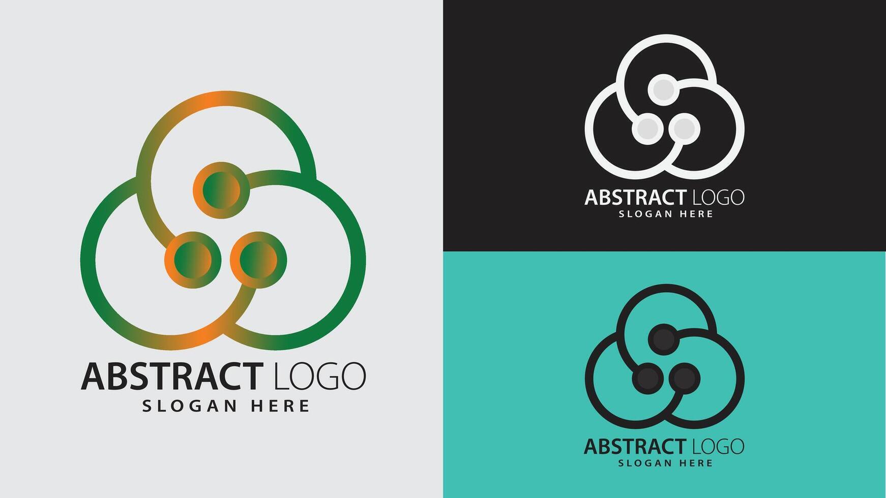 Futuristic Eco Energy Gradient Circles Abstract Logo in Green and Orange for Digital Brands vector