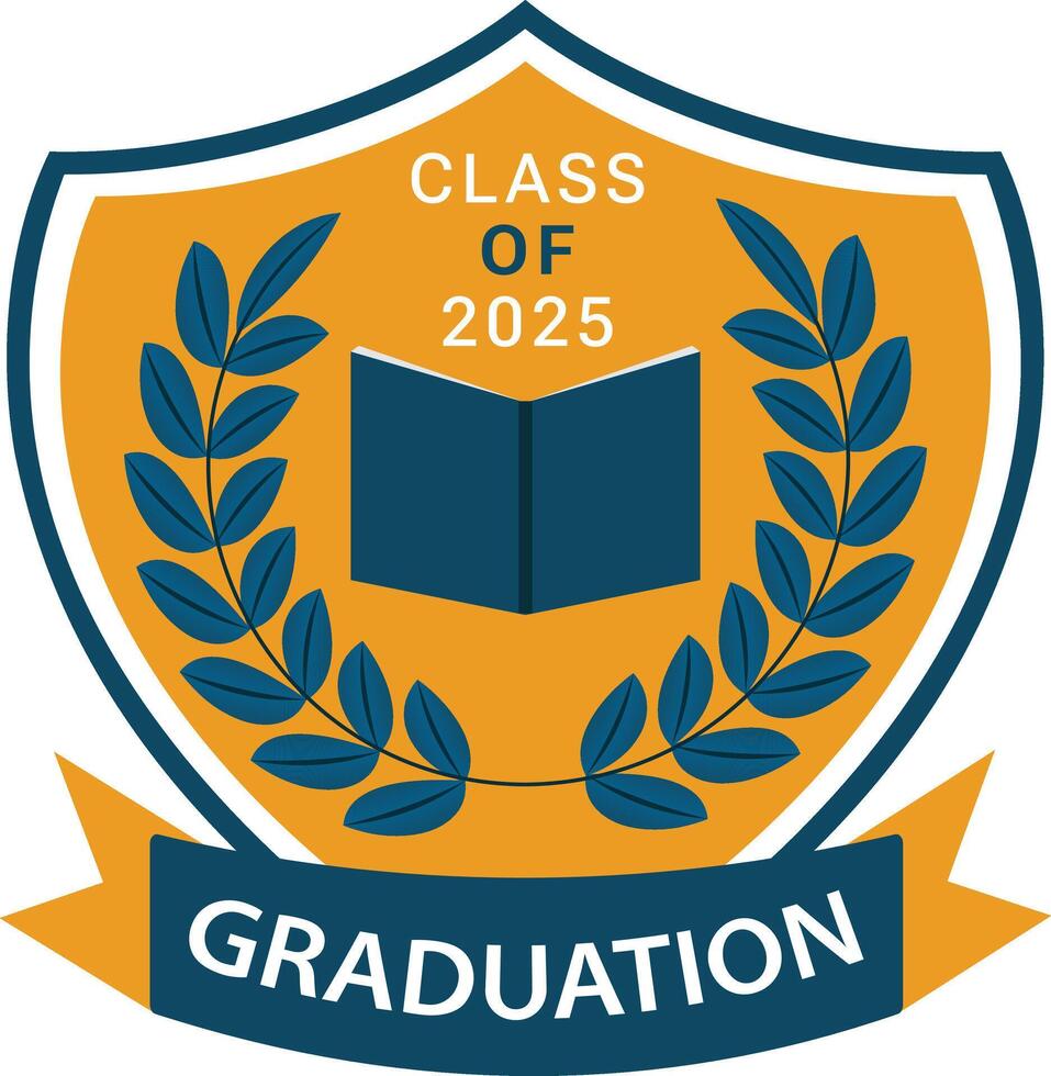 Modern Minimalist Emblem Academic Graduation Logo Badge Laurel Wreath vector