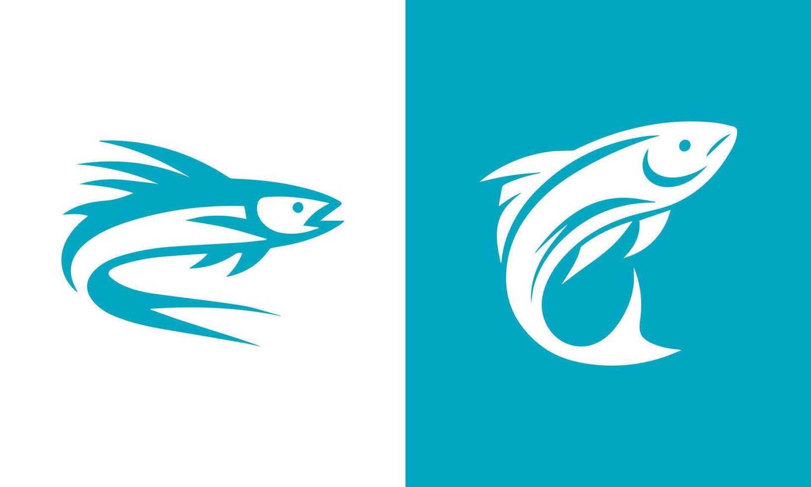 Abstract fish logo design two color variations vector