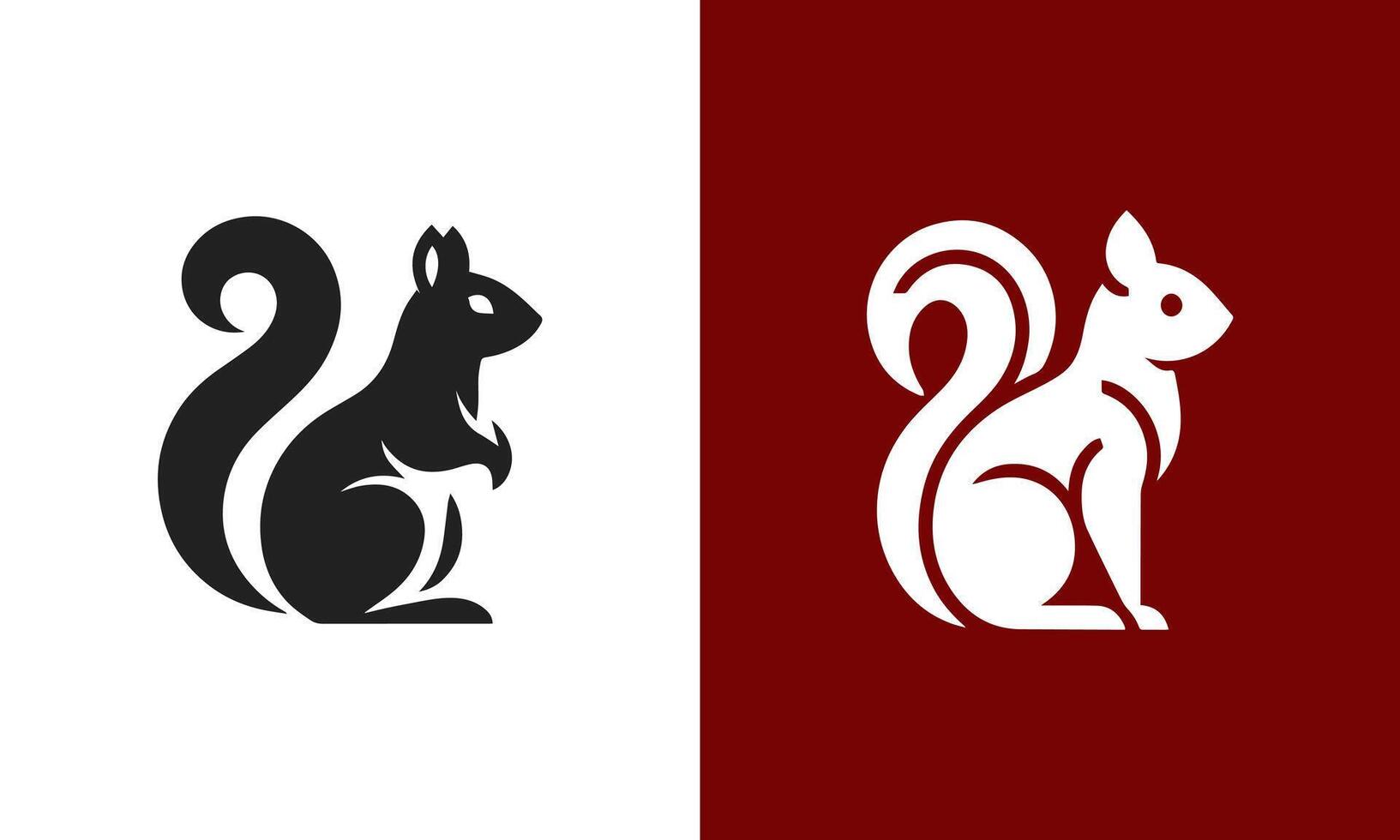 Stylized squirrel logo design black and white vector