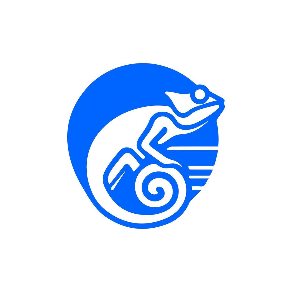 Abstract blue chameleon logo design illustration vector