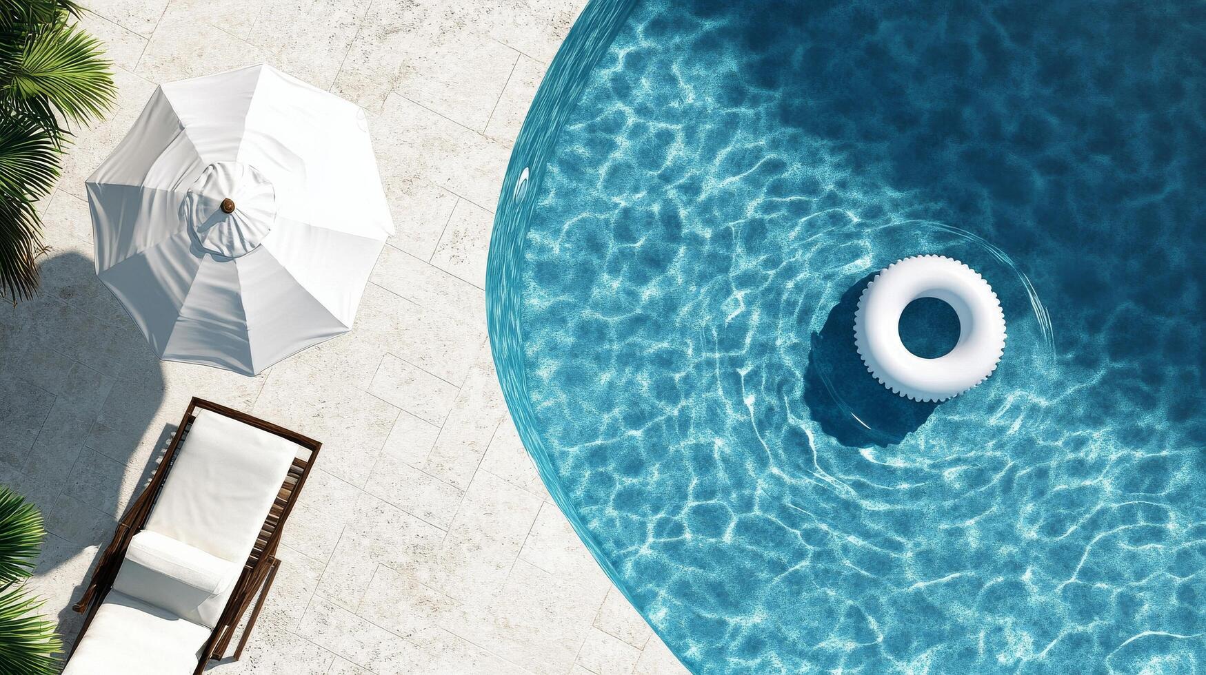 Relaxing Summer Day by the Sparkling Pool With a Floating Ring and Lounge Chair photo