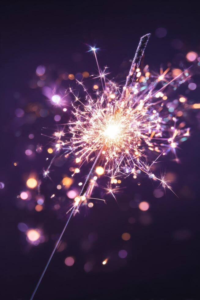 Sparkler Creating Dazzling Lights During a Nighttime Celebration in a Dark Setting photo