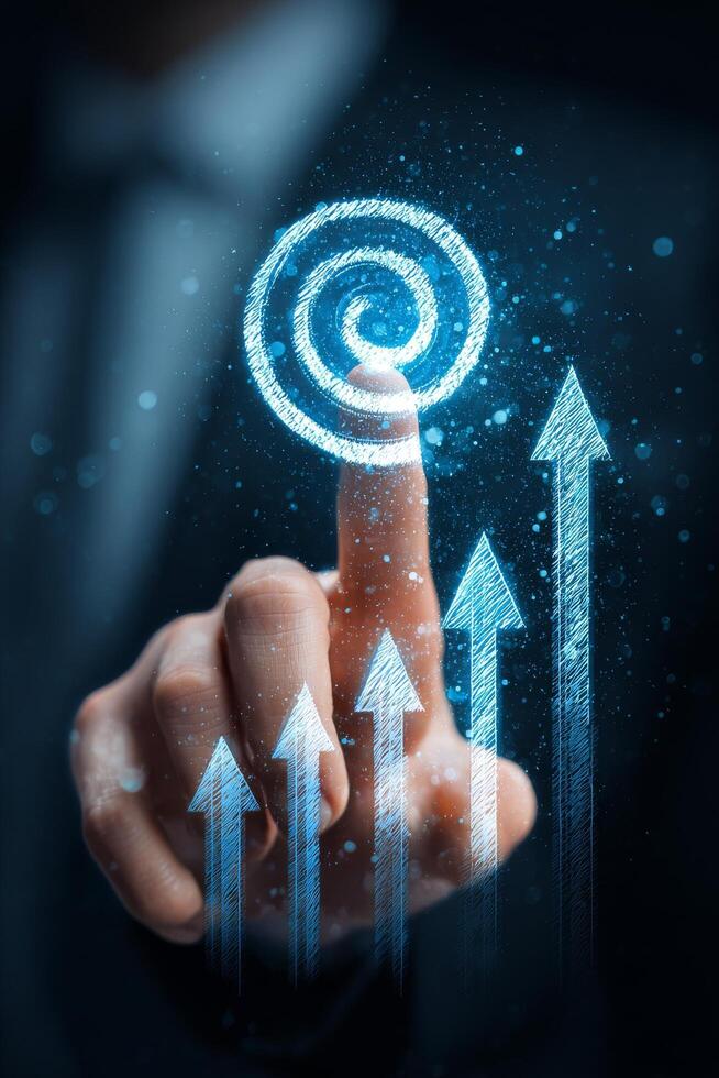 Business Professional Interacting With Digital Growth Indicators and Creative Graphics photo