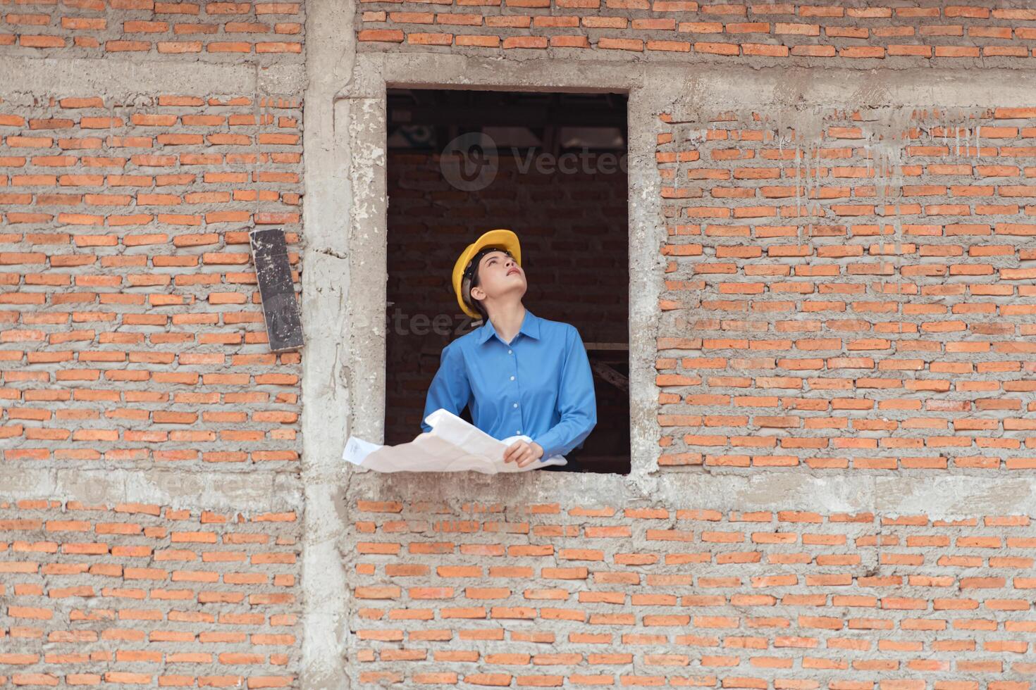 Portrait of engineers inspect and assess the residential home construction site's progress,109 photo