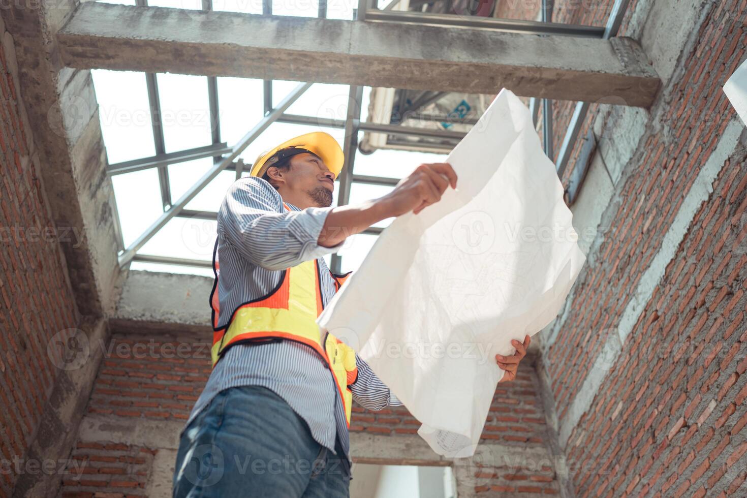 Portrait of engineers inspect and assess the residential home construction site's progress,96 photo