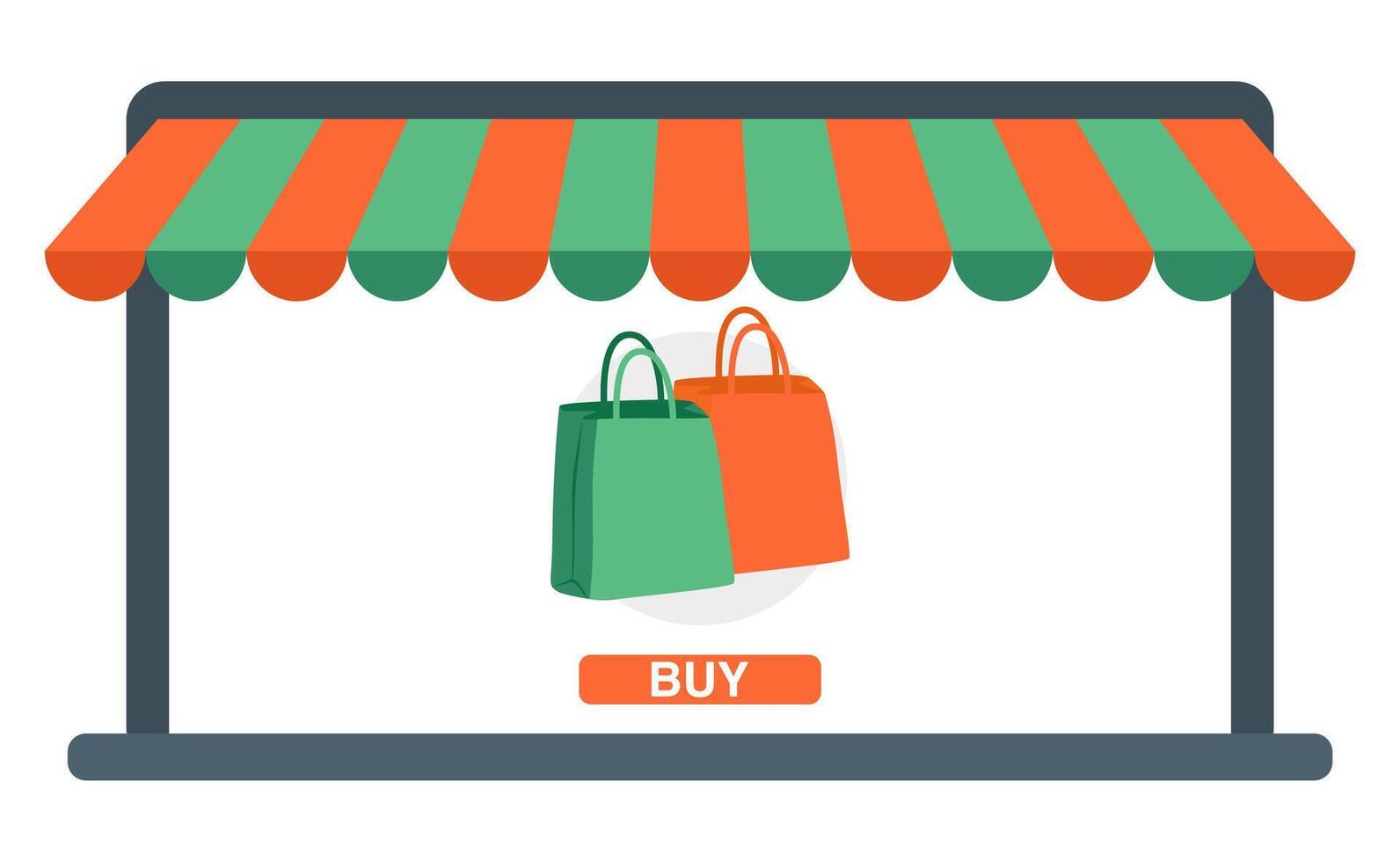 Laptop Online Store with Shopping Bag. E-Commerce Website Interface on Laptop. Online Shop Display on Laptop with Tote Bag vector