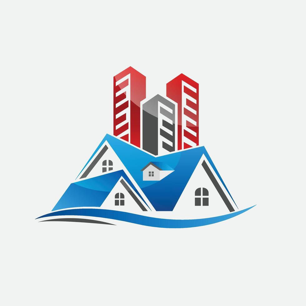 Real estate logo. Real Estate and Urban Development Concept with Houses and Buildings Illustration vector