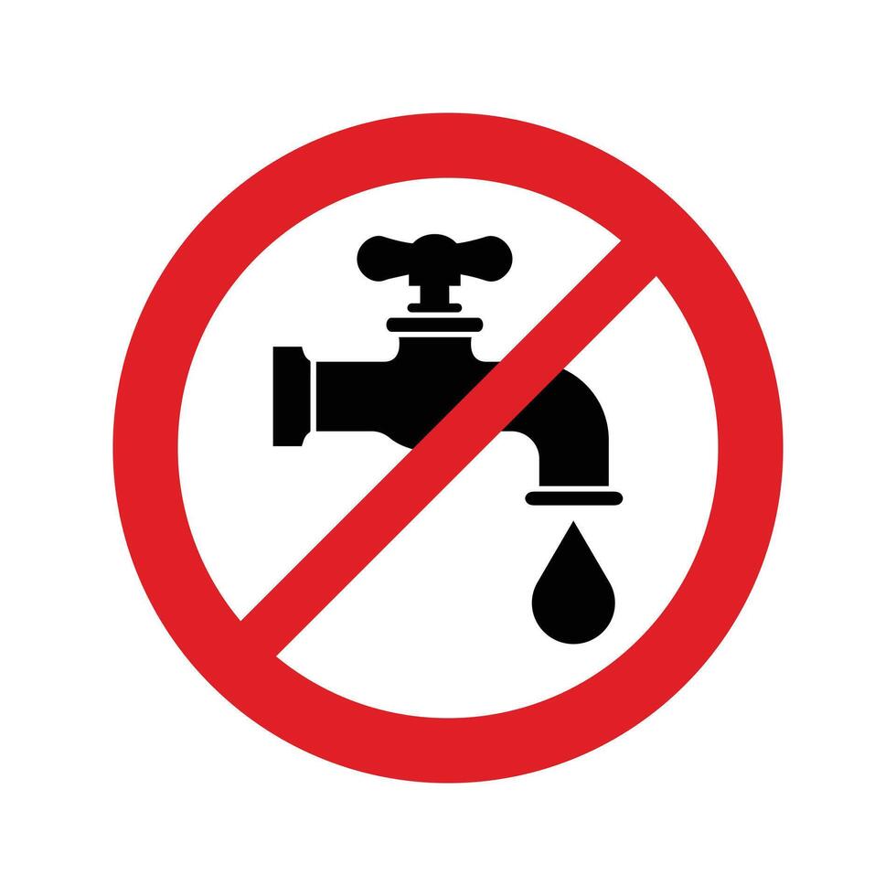 Do not use water sign. No drinkable water sign icon. Red prohibition non potable water sign. Do not drink water sign. vector