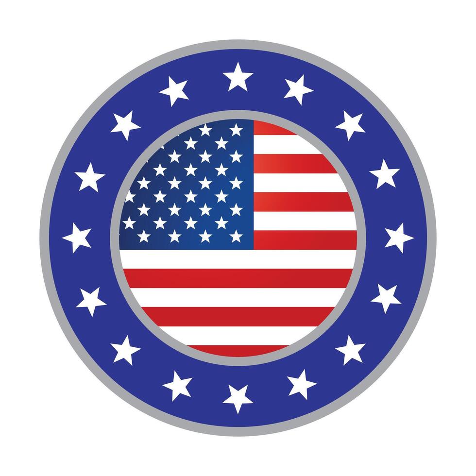 American flag badge. American flag label. vector
