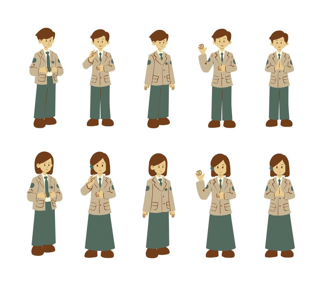 Professional cartoon characters in different poses vector